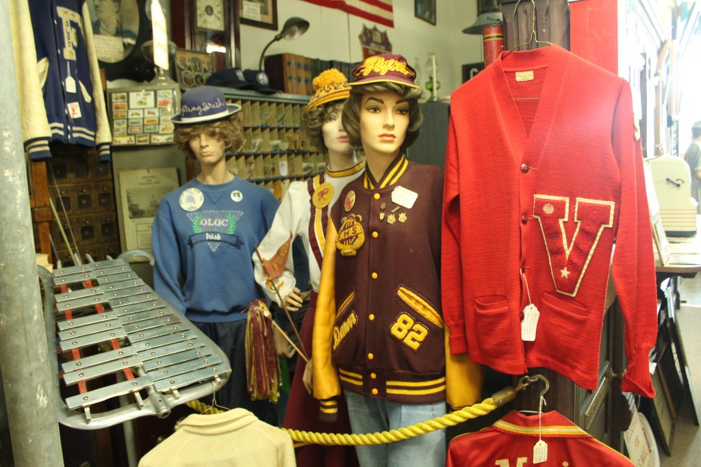 Fonda schools apparel display at Fonda Museum