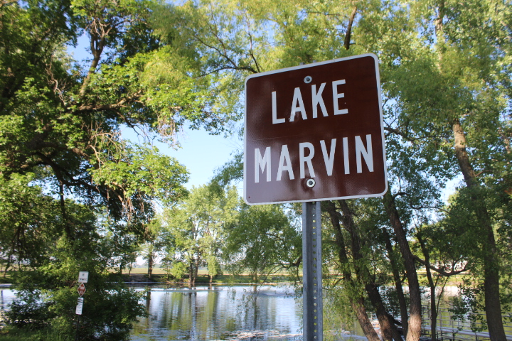 Lake Marvin Sign at Straight Park in Fonda